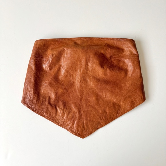 REMAIN Jules Strapless Cropped Leather Top in Brown Size 0 - Picture 2 of 7